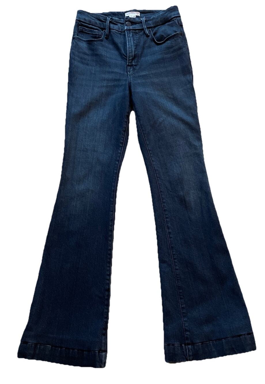 Good American Good Flare Dark Blue Jeans High Rise Size 00/24 GLFTH220T Indigo